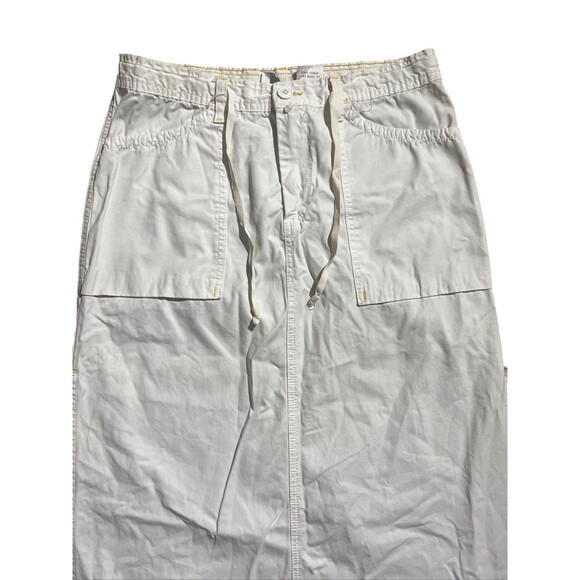 VTG Y2K Lucky Brand 100% COTTON Cargo Long Skirt Sz 12/31 Ivory Long Side Slit - Picture 12 of 16